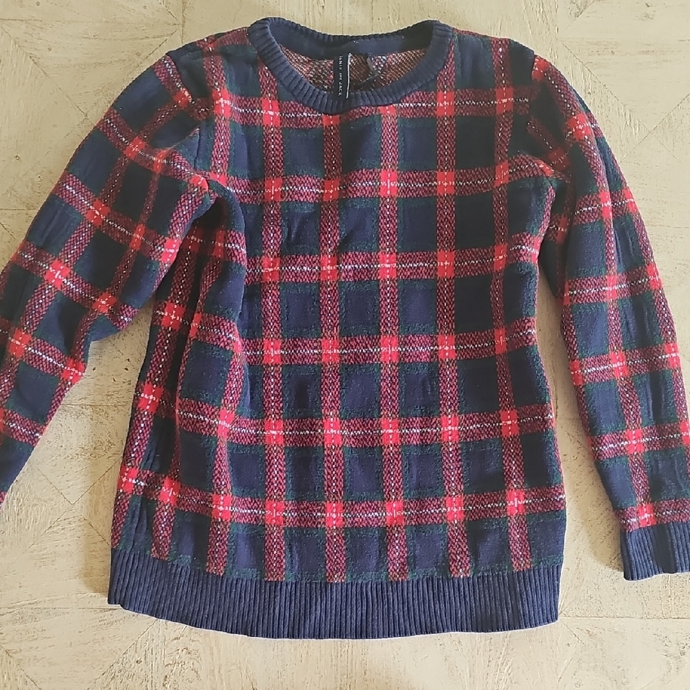 Janie and Jack Navy and Red Plaid Sweater